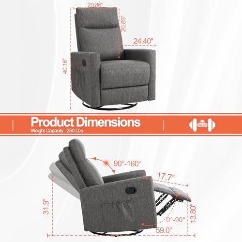 Light Grey Massage Recliner Chair with Lumbar Support B1263