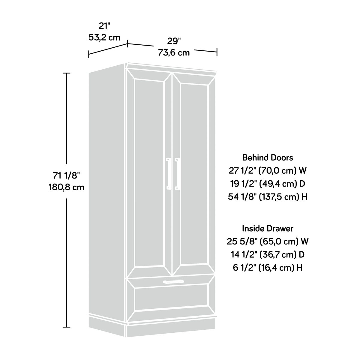 Sienna Oak Finish Wardrobe/Storage Cabinet O9130