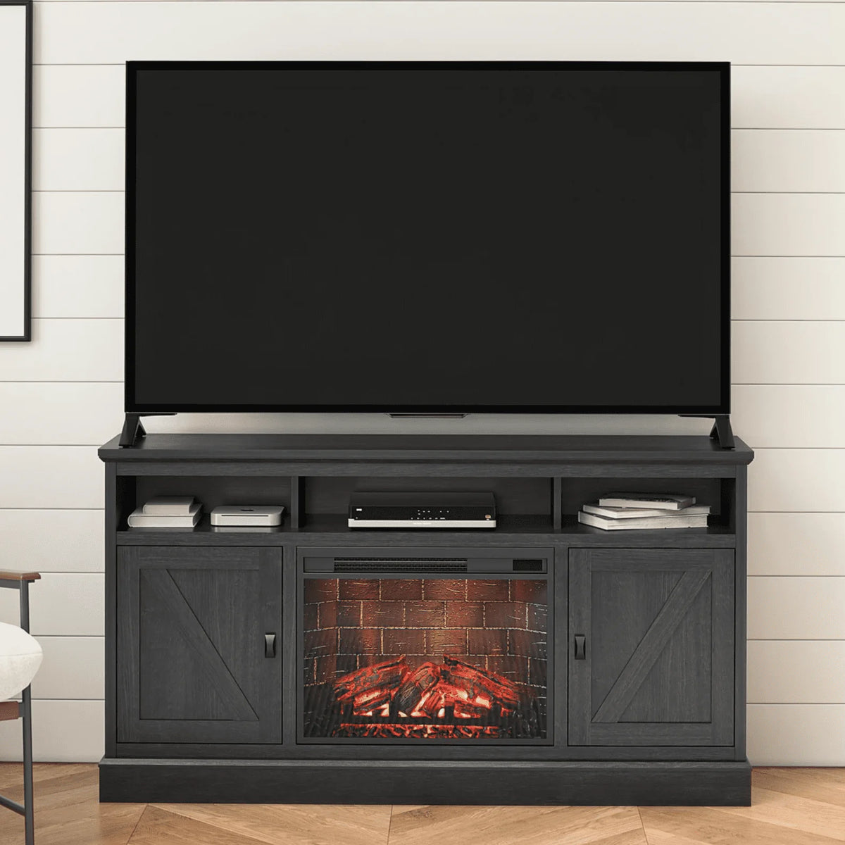 Black Oak Electric Fireplace TV Stand C9483