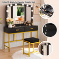 Vanity Table with Lighted Mirror Black M1900