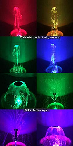 110V/55W Submersible Fountain Pump with RGB Ring and Nozzles C4490