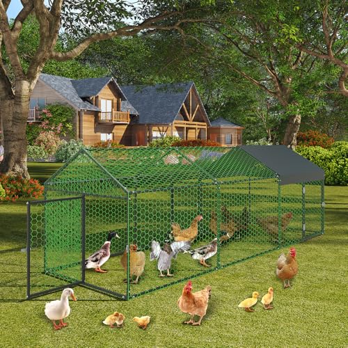 Large Metal Chicken Coop with Cover U173655