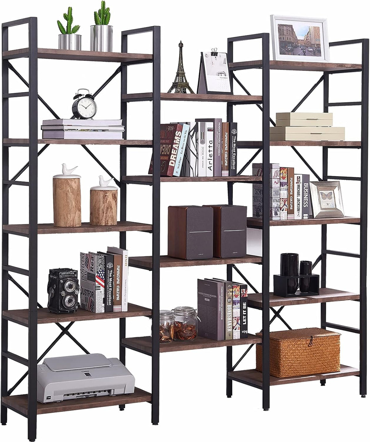 5-Tier Wood and Metal Bookshelf G17986