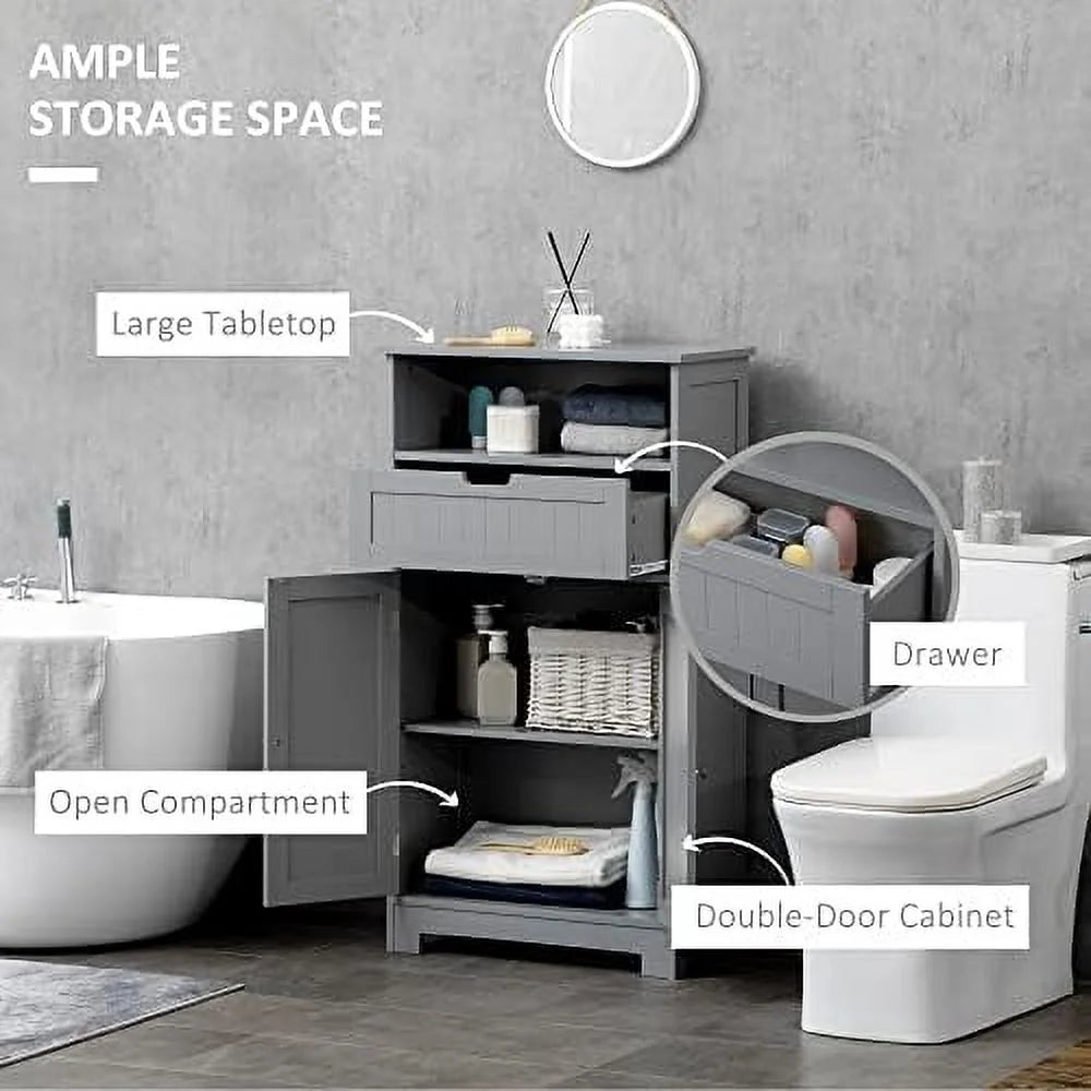 Grey Freestanding Bathroom Cabinet with Drawer W5376