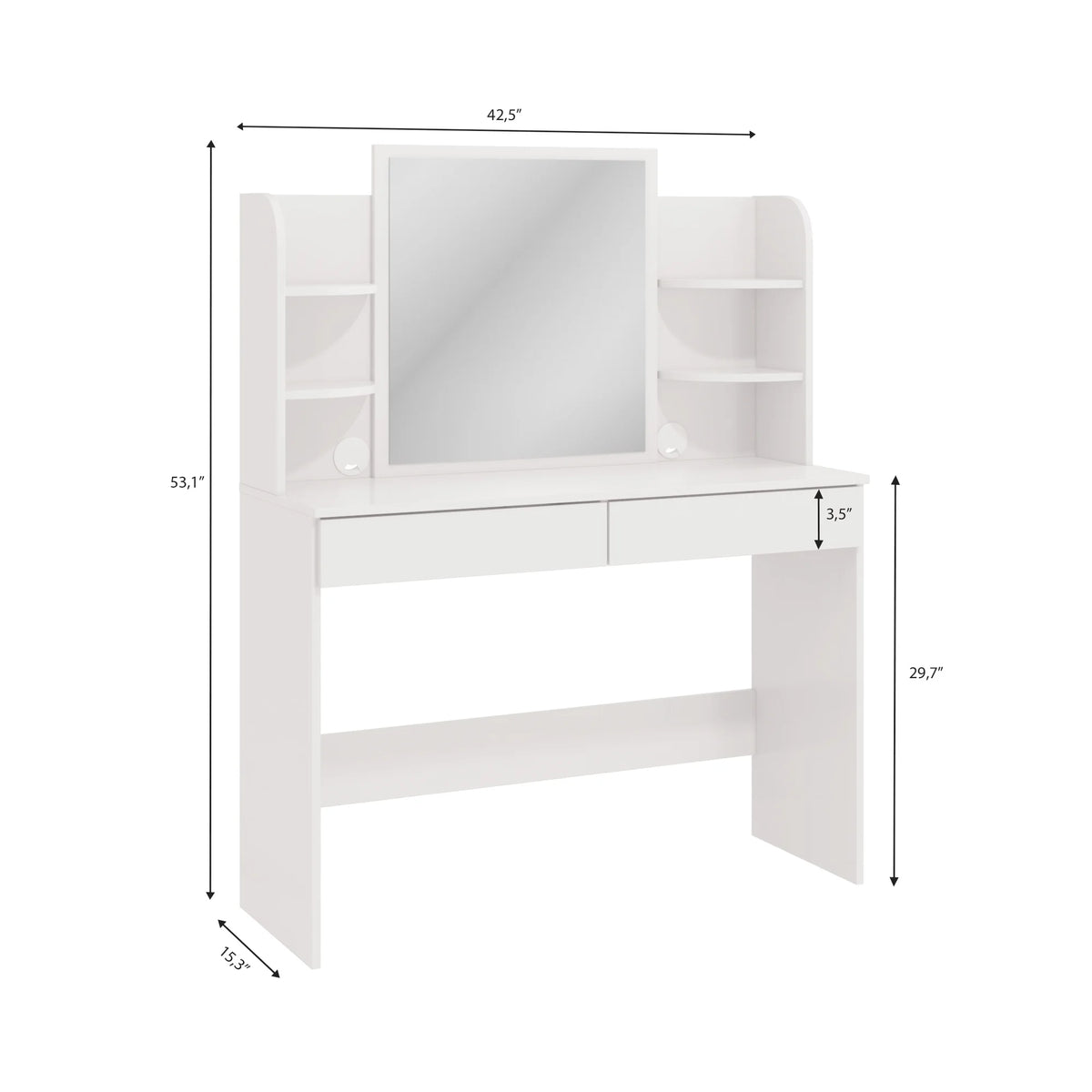 Modern White Vanity Table with Mirror M847