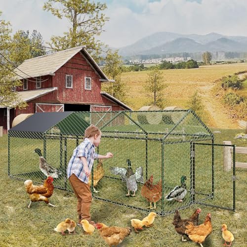 Large Metal Chicken Coop with Cover U173655