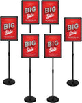 Adjustable Aluminum Snap Open Floor Sign Stand 8.5x11 Inches Black 6 Pack U35949
