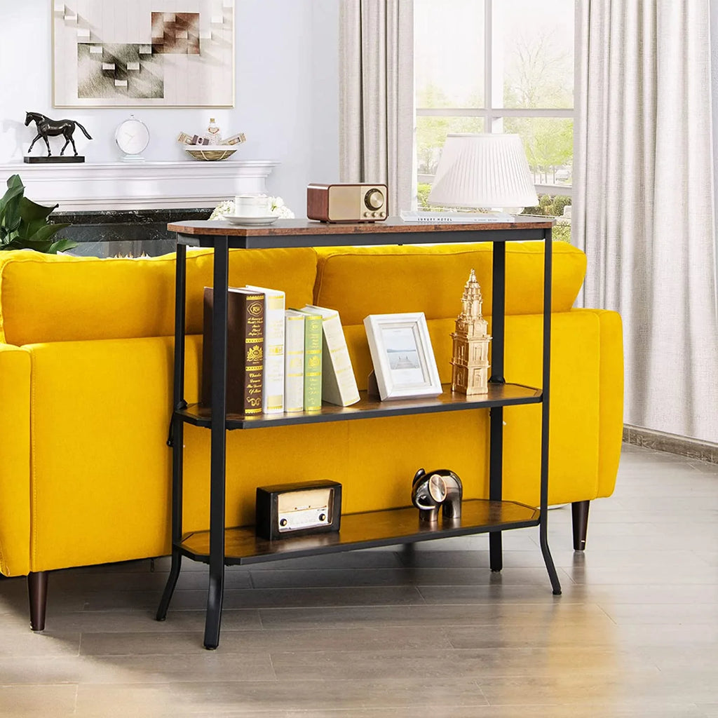 Industrial 3-Tier Narrow Console Table with Open Shelves T877567