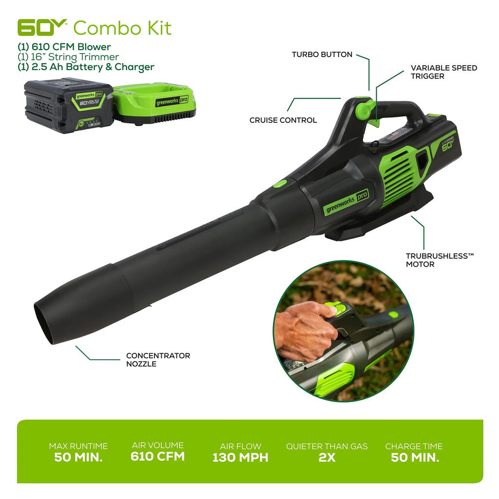 60V Cordless String Trimmer and Leaf Blower Combo Kit U452669