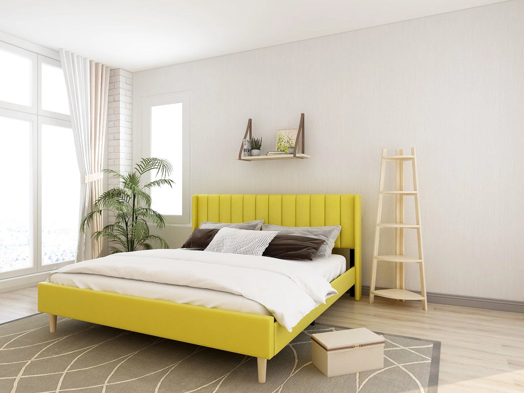 Full Low Profile Upholstered Platform Bed Dark-Grey Velvet V971