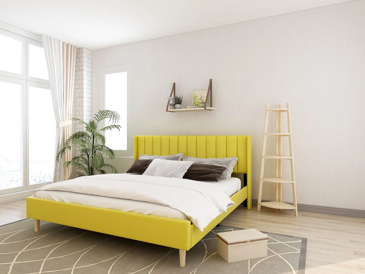 Full Low Profile Upholstered Platform Bed Dark-Grey Velvet V971