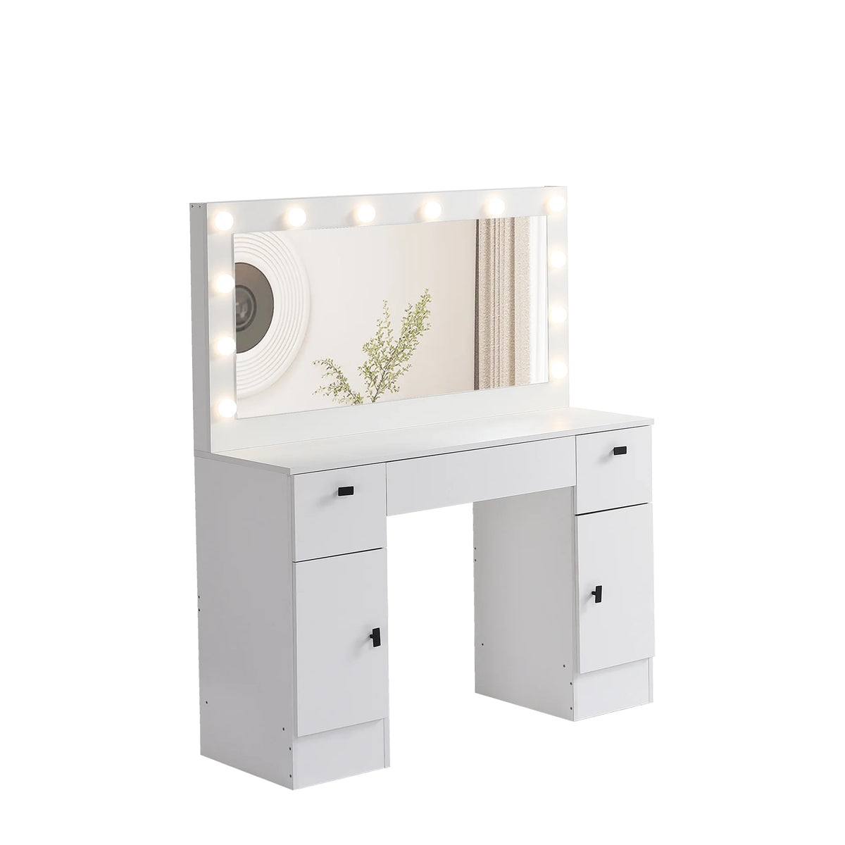 White Makeup Vanity Table with Lighted Mirror and 3 Drawers M968