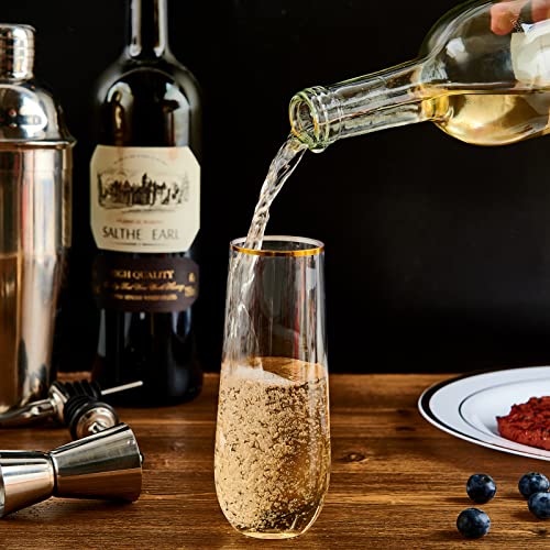 24 Pack 9 Oz Gold Rim Shatterproof Champagne Flutes Q1281