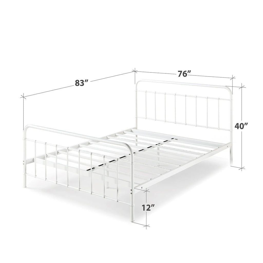 King White Metal Platform Bed Frame F3124
