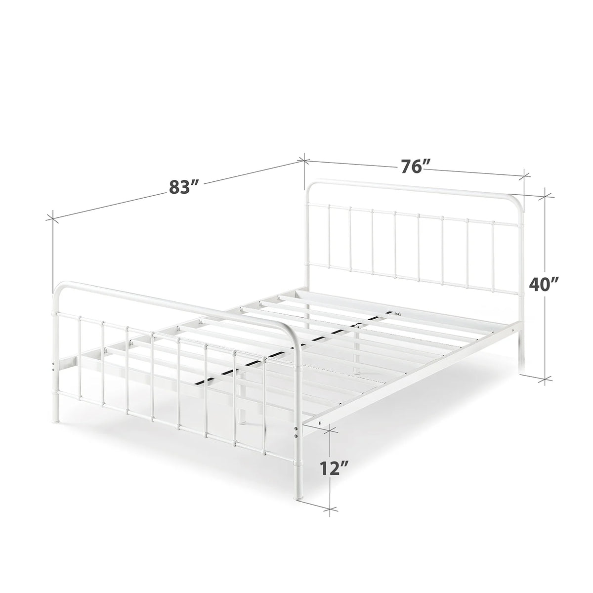 King White Metal Platform Bed Frame F3124