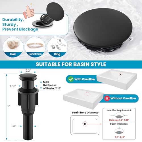 Single Handle Vessel Sink Faucet with Pop Up Drain, Oil Rubbed Bronze W704