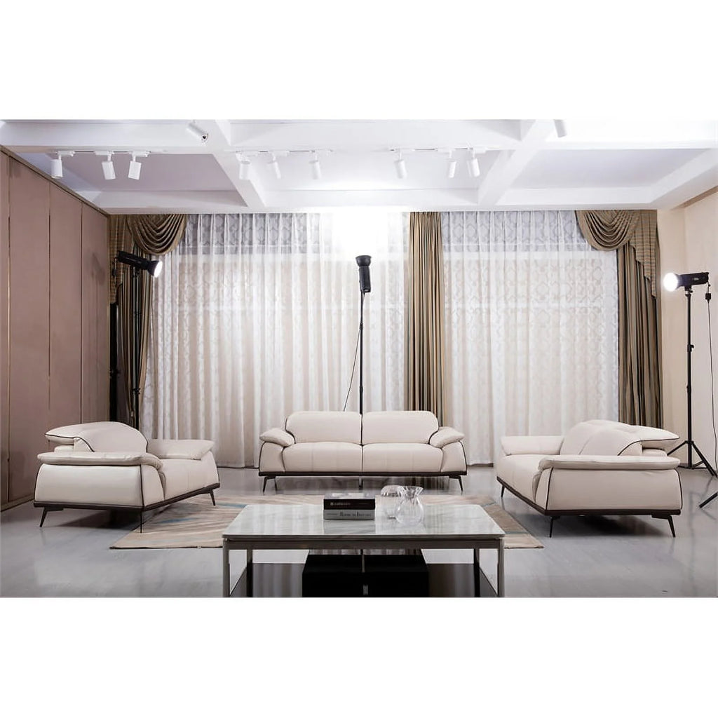 Beige Leather Loveseat U41068