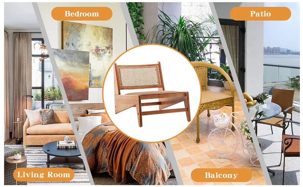 Rattan Armless Accent Chair with Wooden Frame L976