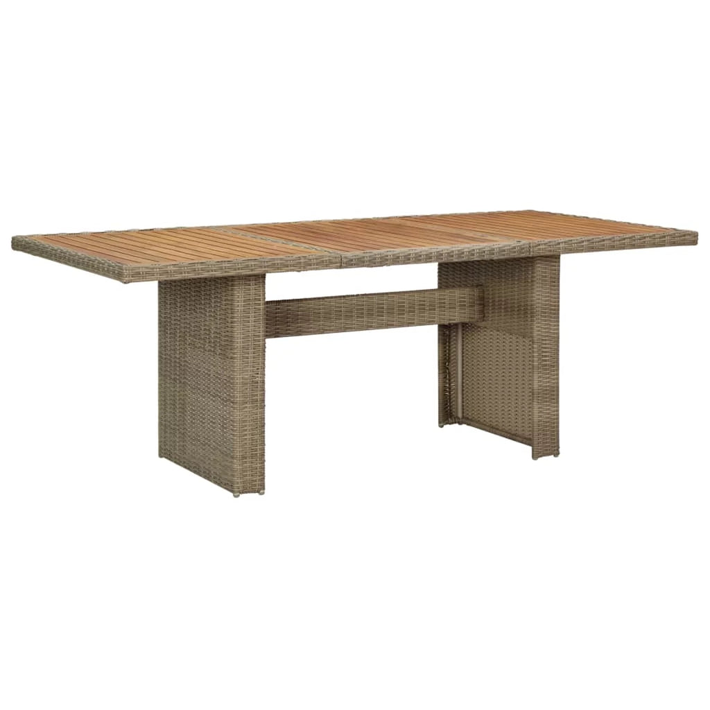 Acacia Wood Top Poly Rattan Steel Patio Dining Table Z996