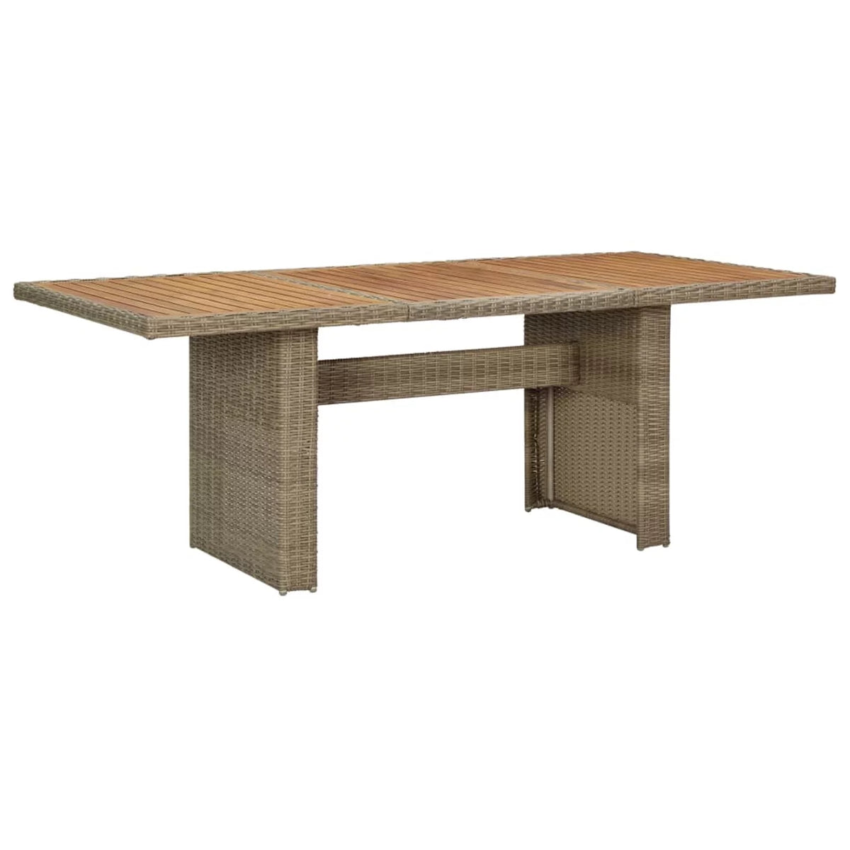 Acacia Wood Top Poly Rattan Steel Patio Dining Table Z996