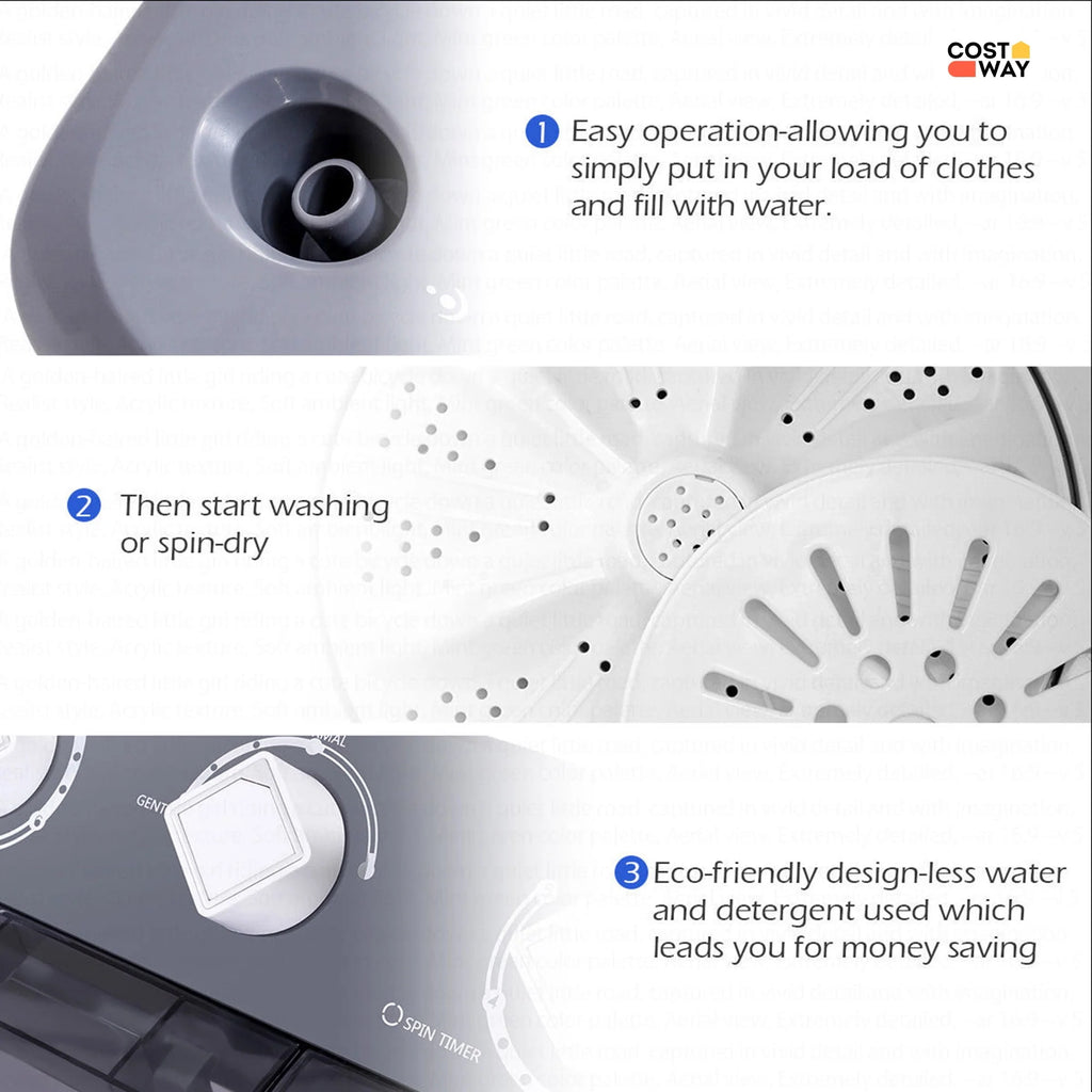 Portable Mini Compact Twin Tub Washing Machine T845