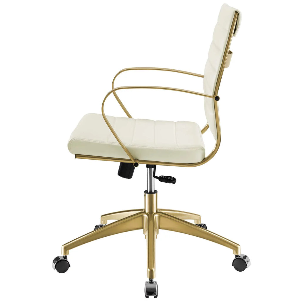 Gold White Faux Vinyl Leather Aluminum Office Chair K9062