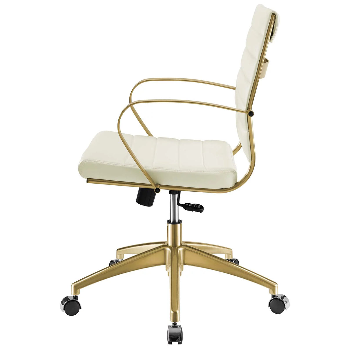 Gold White Faux Vinyl Leather Aluminum Office Chair K9062