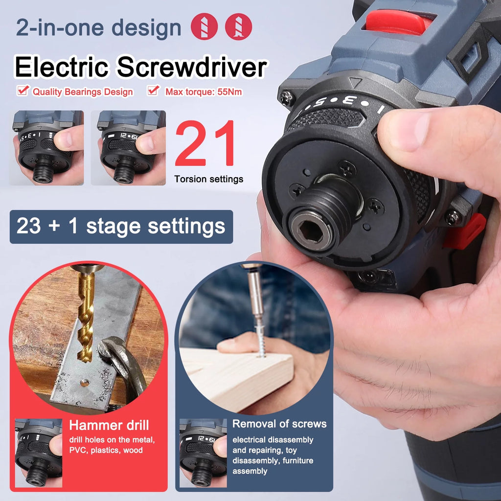21V Brushless Motor Electric Screwdriver 55Nm Torque T163