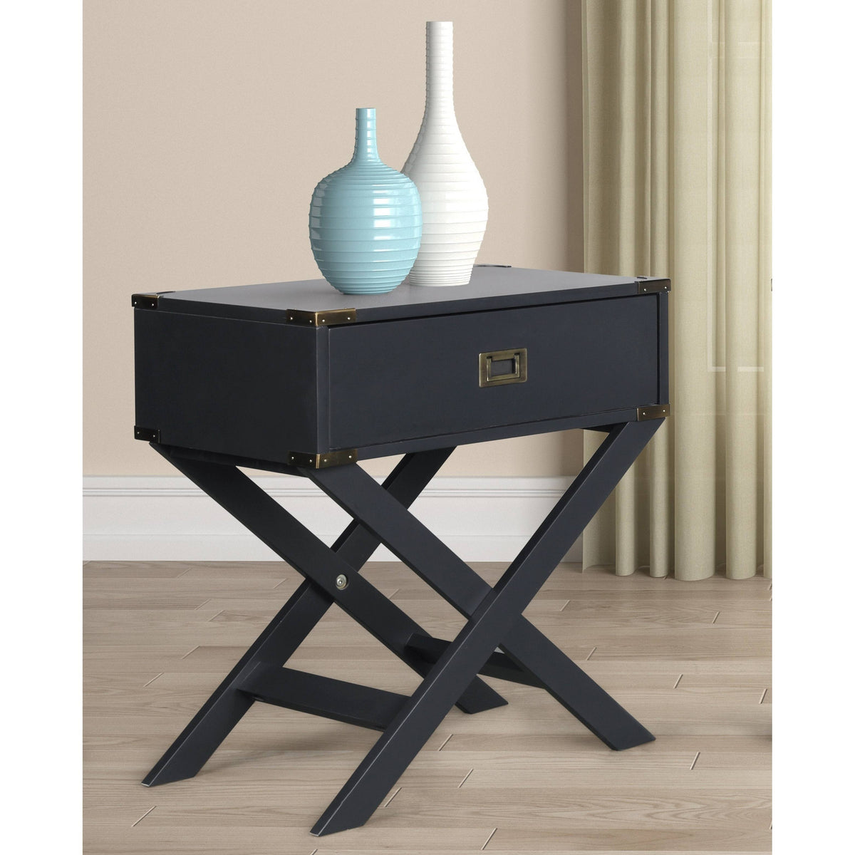 Black Wood End Table with Drawer N5714