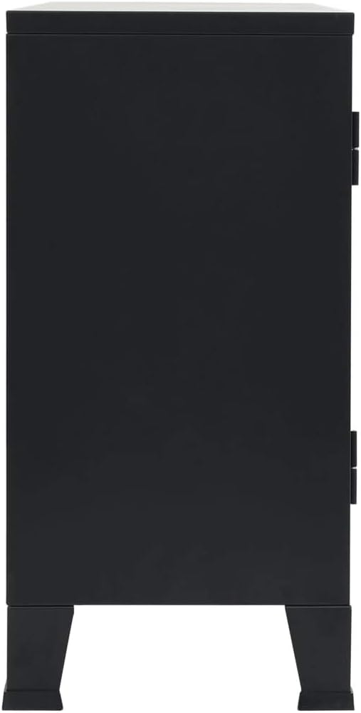 Black Metal Sideboard with 2 Shelves and 3 Doors L6669