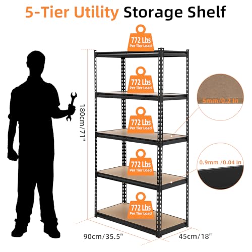 5-Tier Adjustable Heavy Duty Storage Shelves F62914