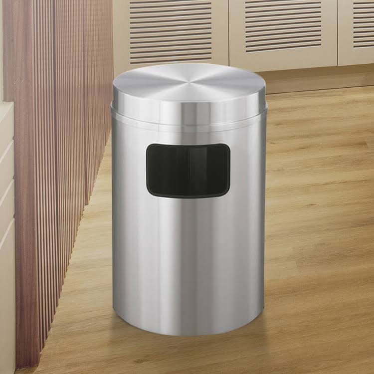 17 Gallon Flat Top Trash Receptacle with Plastic Liner U9456