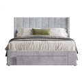 Velvet Tufted Upholstered Storage Bed Silver Grey King X709
