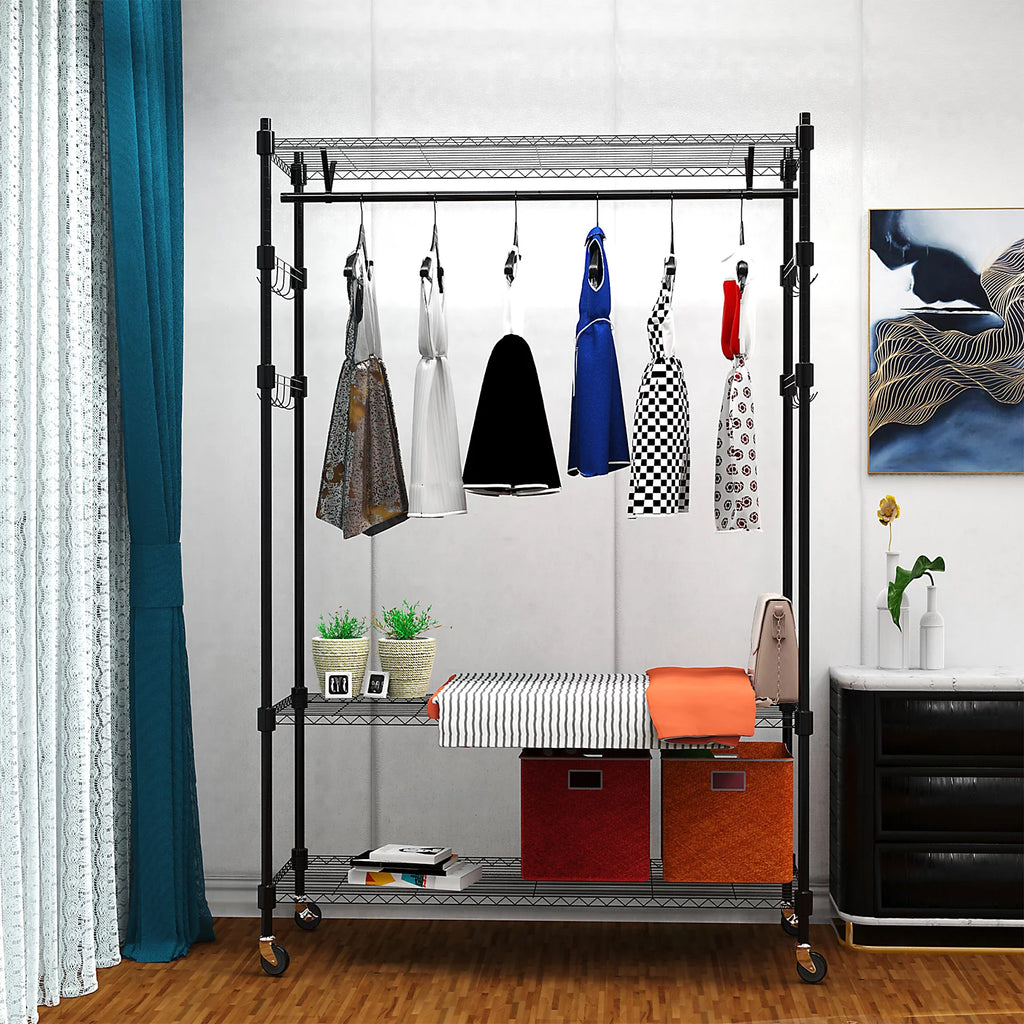 Heavy Duty Clothing Garment Rack with Shelves J551