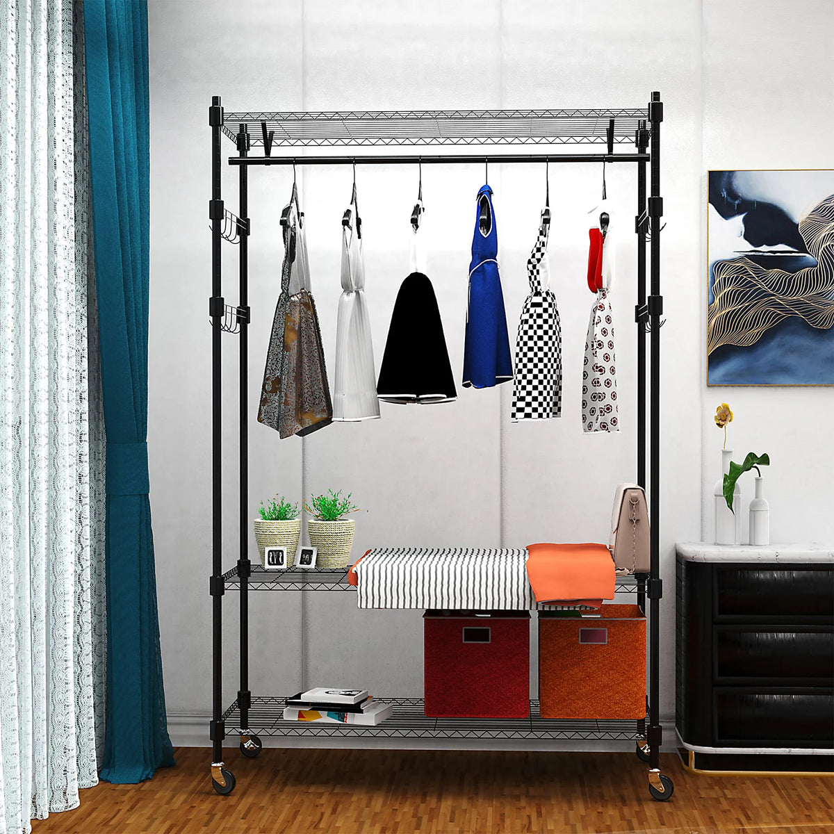 Heavy Duty Clothing Garment Rack with Shelves J551