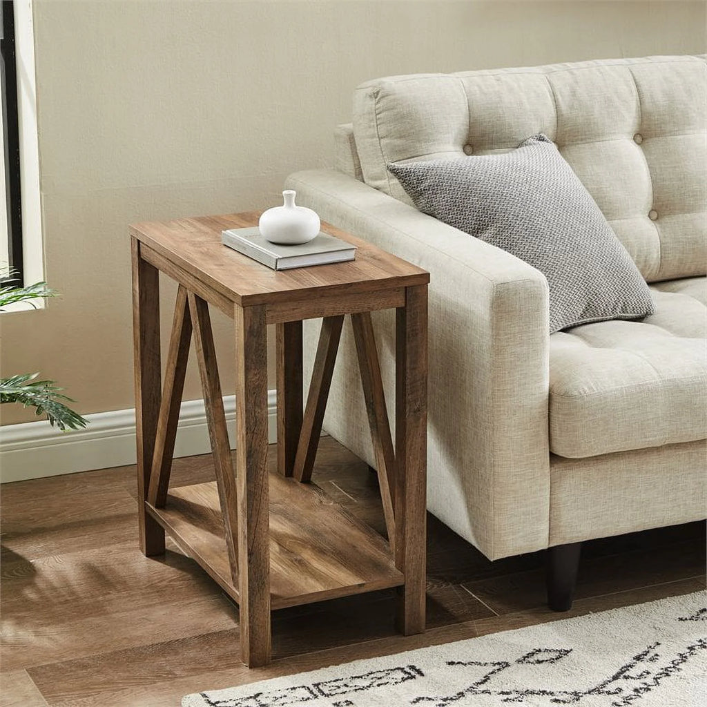 Rustic Oak Narrow End Table Set of 2 O7287