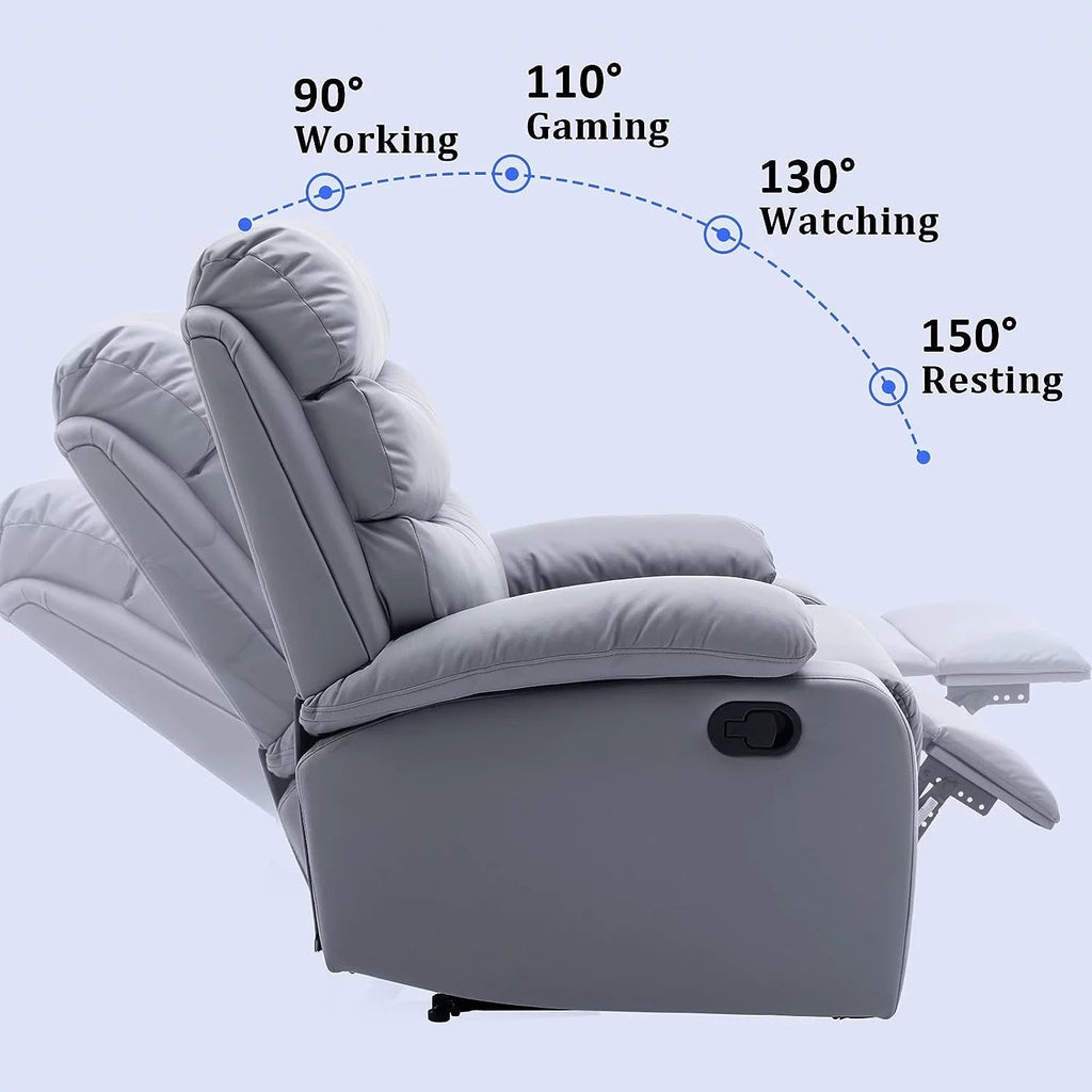 Manual Recliner Chairs with Footrest & Headrest Light Gray X5185