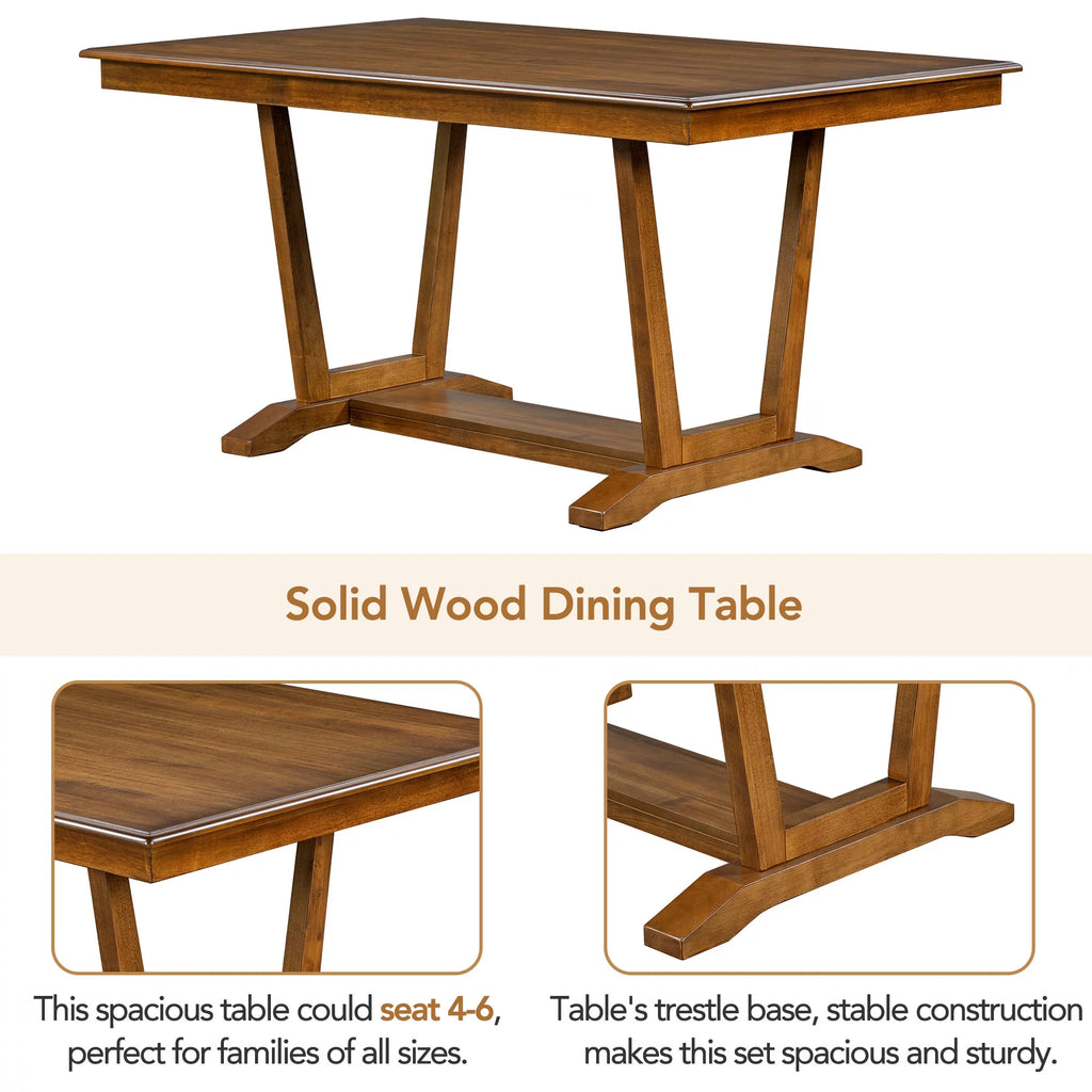 5 Piece Wood Dining Table Set with 4 Upholstered Chairs D907388