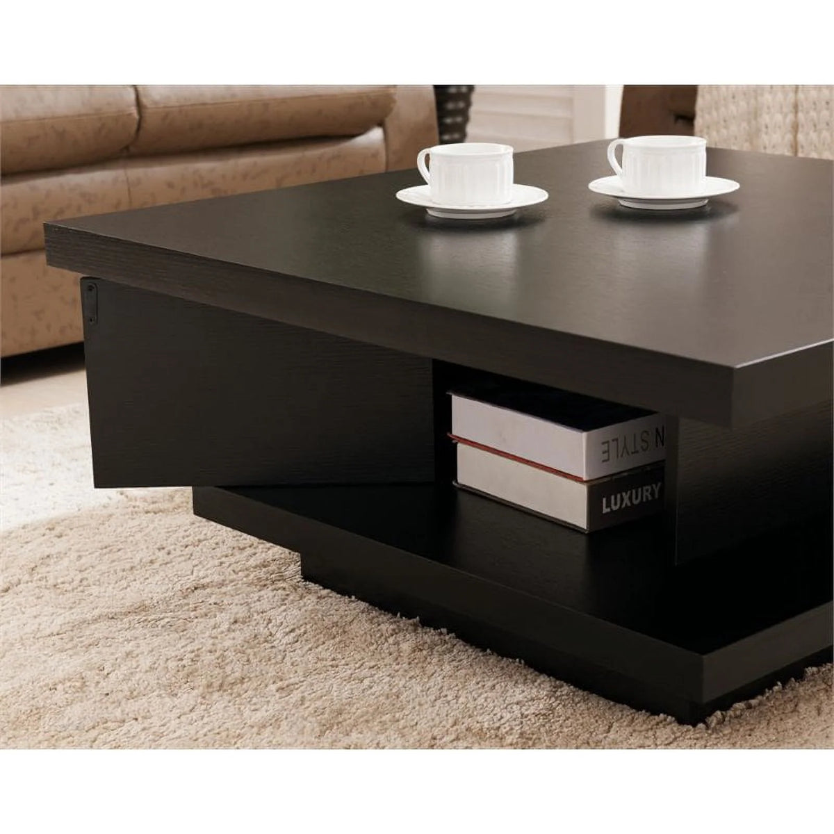 3-Piece Black Wood Coffee Table Set H277