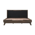 Oak Black Faux Leather King Size Platform Bed P79988