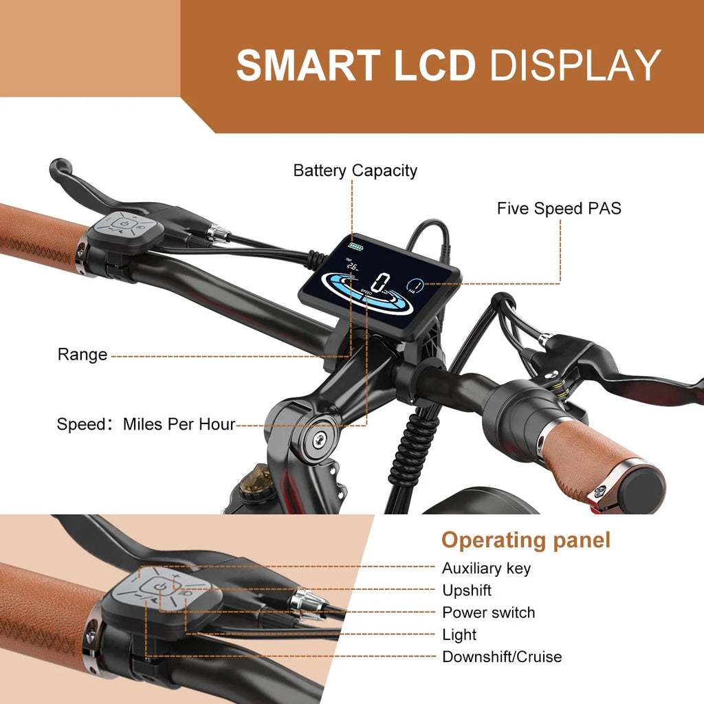 Electric E-bike with 26 Fat Tires & 7-Speeds T227