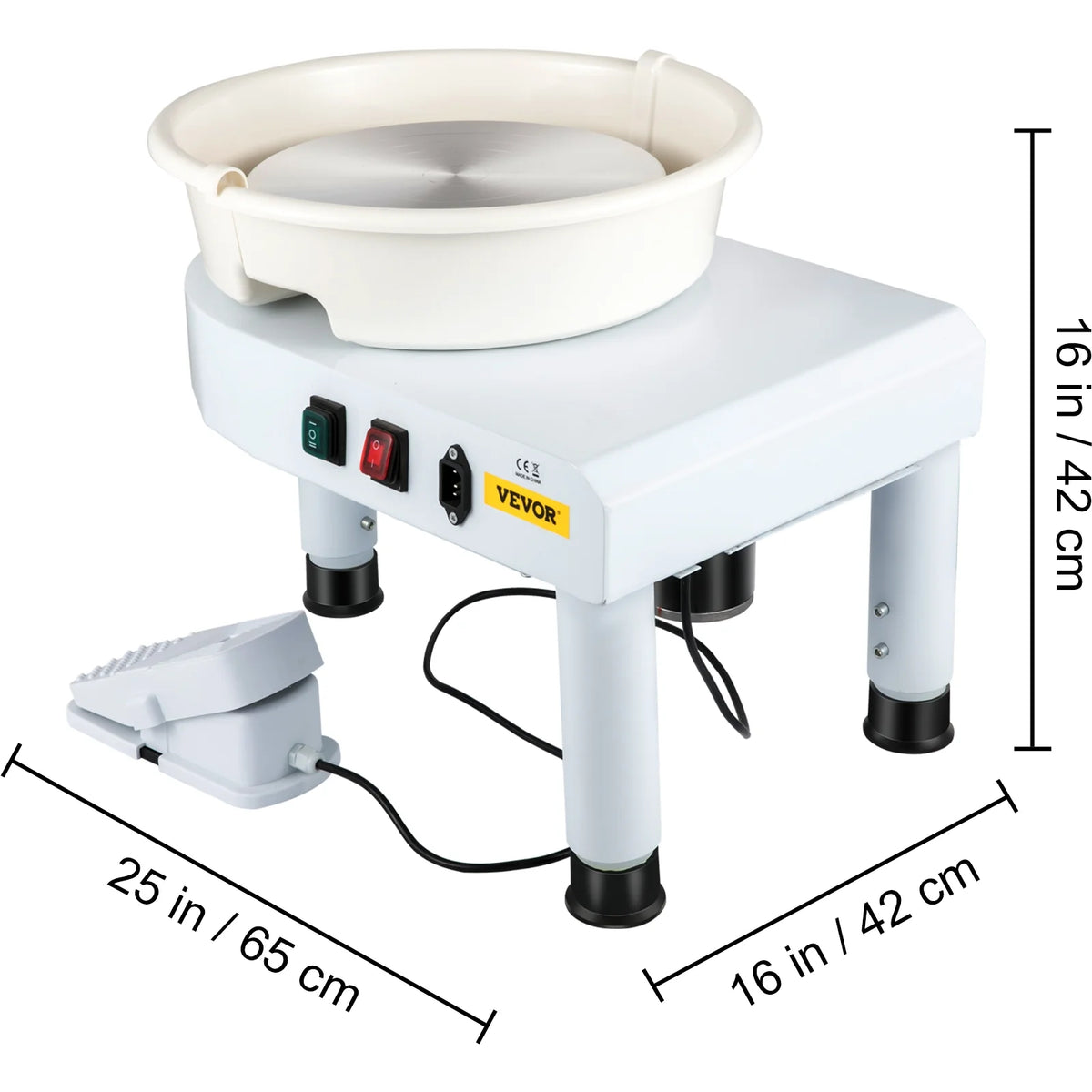 11in Ceramic Pottery Wheel with Foot Pedal and Detachable Basin C980