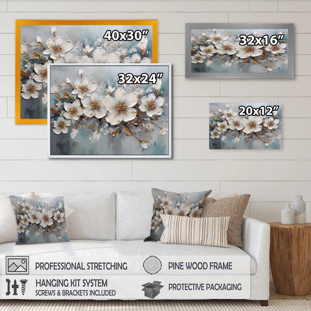 White And Gold Floral Daisy Wall Art M855