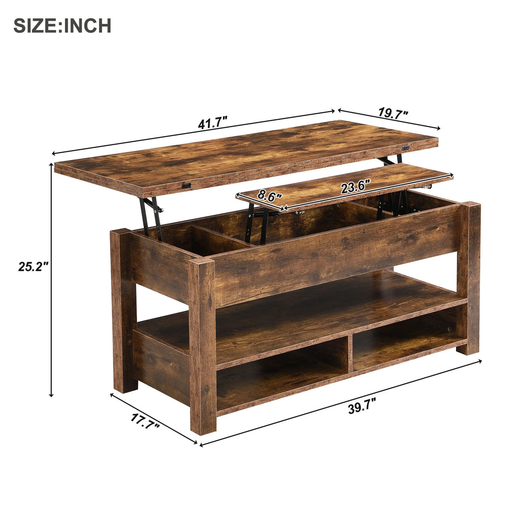 Lift Top Coffee Table with 3 Shelves Z883