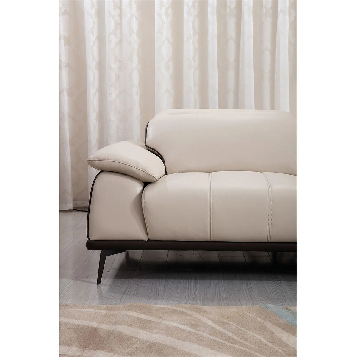 Beige Leather Loveseat U41068