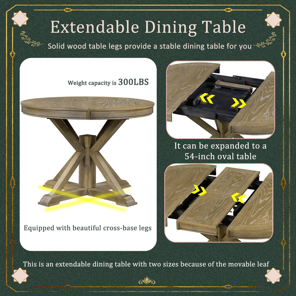 5 Piece Extendable Dining Table Set with 4 Upholstered Chairs O6448