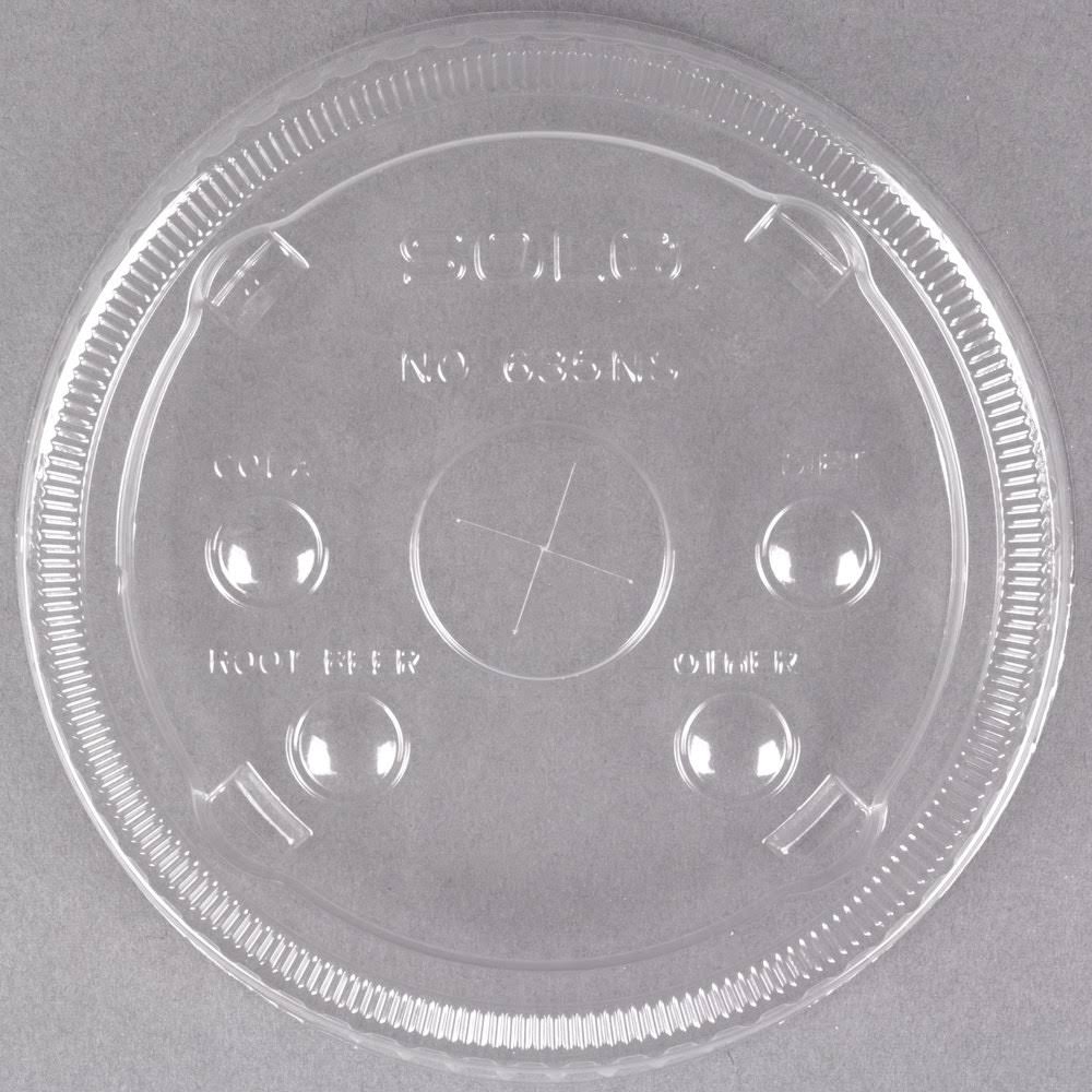 Clear Flat Plastic Lid with Straw Slot and Identification Buttons K77656