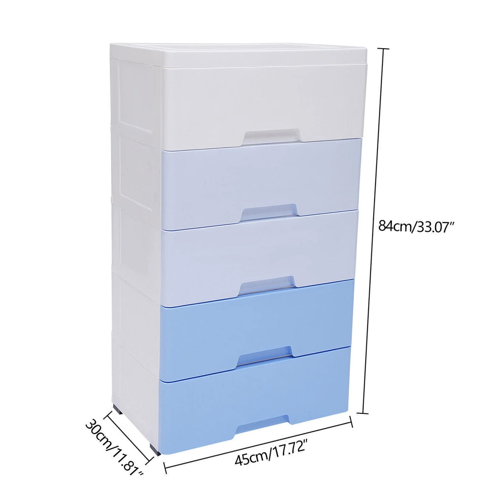 5 Drawer Stackable Plastic Dresser with Casters E371