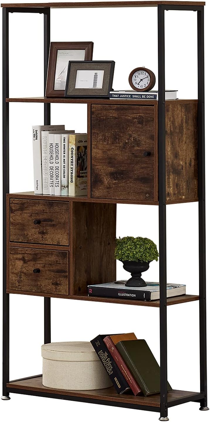5 Shelf Folding Bookshelf with Metal Frame R107529