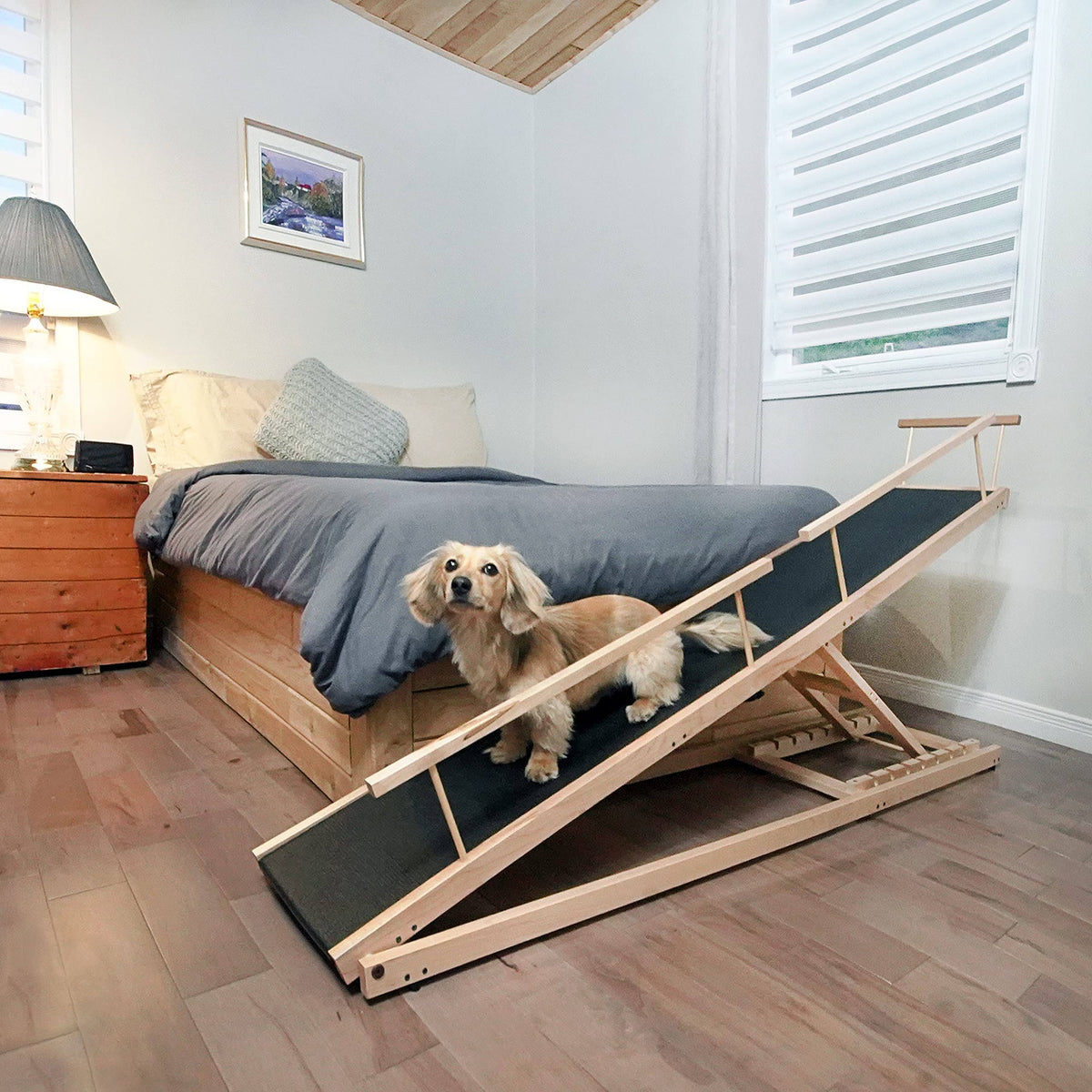 Adjustable Solid Hardwood Bed Ramp B2953